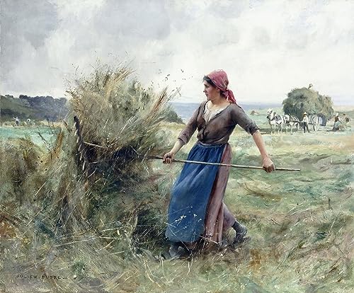 Cuadro en lienzo de Julien Dupré Campesino y heno para decoración de dormitorio en 60x90cm