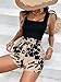 BEAUDRM Women's 2 Piece Outfits Square Neck Tank Top and Summer Floral Print Belted High Waist Shorts Set Multicolor A Medium