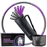 UNPARALLELED Weighted Hula Hoop Bundle for Exercise, Weight Loss & Burning Fat - Fitness, Dance & Workout Hoola Hoops for Adults with Waist Belt & Extra Foam Padding - Detachable Travel Hoop Purple