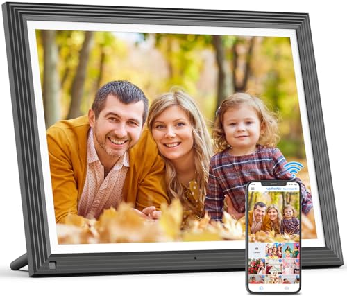 Image of WIFI Digital Picture Frame 15 inch-Large-Photo-Frame - 32GB Touch Screen FHD Display, Auto-Rotate, Wall-Mounted, Share Picture Video via APP Email, Free Cloud, gift for Mom Dad Birthday Christmas New Year