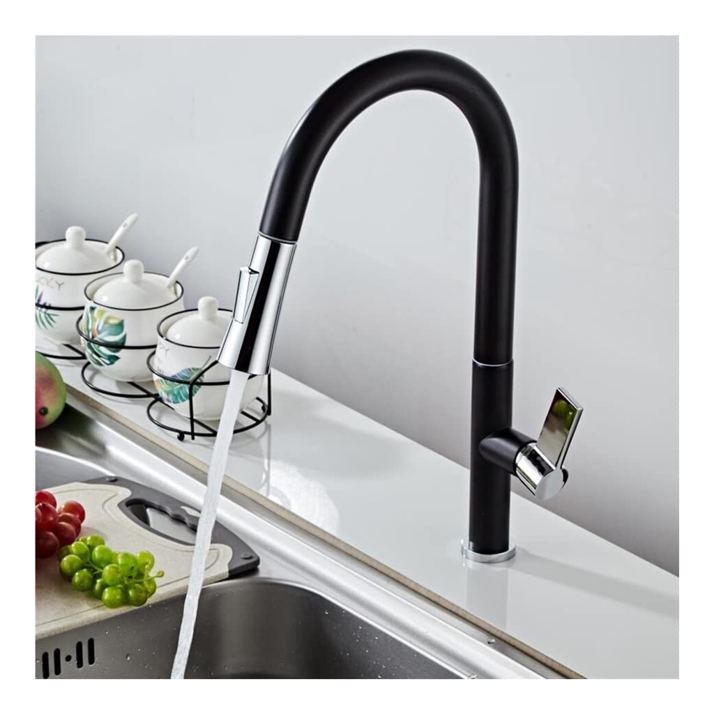 Robinet de cuisine extractible LWX mitigeur noir et chrome