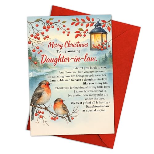 Merry Christmas to My Amazing Daughter-in-Law-Daughter Card ? rYƃ^fUC̃n[gtFgzf[O[eBOA`̗e̊IȉƑ̃NX}XJ[h Ԃt V