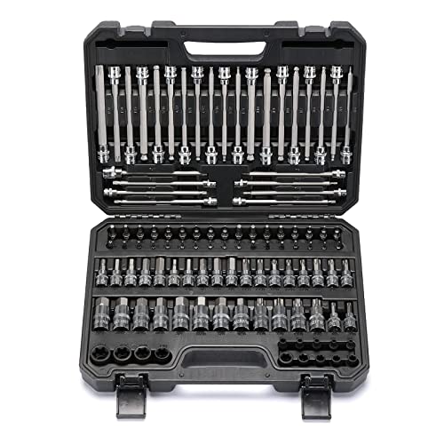 Image of Mayouko 107-Piece Bit Socket Set, 1 /4 inch, 3 /8 inch and 1 /2 inch Drive, Torx /Hex /Ball End Hex, SAE /Metric, S2 Steel Bits