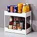 ABK Estantería de pie de cocina de 2 niveles 22 * 40cm Estantería de almacenamiento Estantería de especias Estantería de gabinete de ducha en el baño Organizador de cocina Cosméticos Blanco