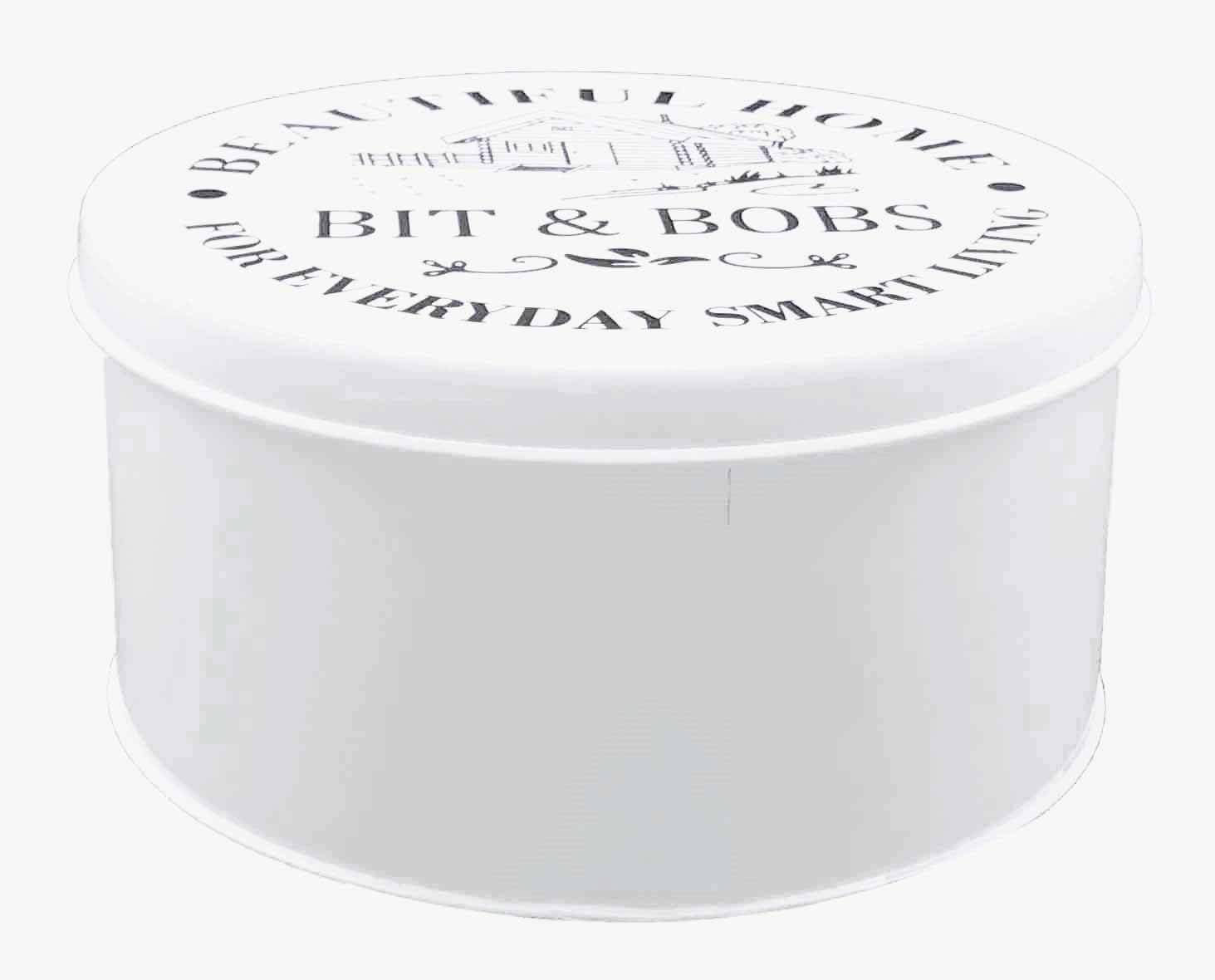 Nobel White Bit & Bobs Round Deep Cake Storage, Flat Canister Cake,Biscuit,Cookies Storage Tin Container Ideal For Roti Chapati, Cake Size 21.5Cm (White)