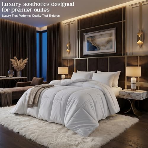 Image of Utopia Bedding Pack of 6 Comforters Twin Size, Hotel Collection All Season Duvet Insert, Down Alternative Box Stitched Bed Comforter with Corner Tabs, for Hotels, Resorts & Commercial Use (White)