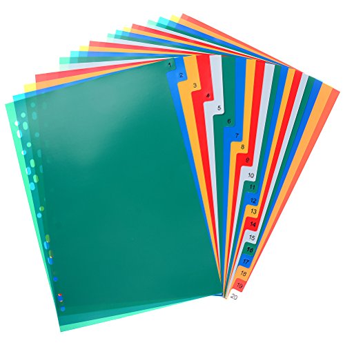 Welecom Extra Wide Index Dividers Storage Filing Number Subject Diviers Binder Dividers Plastic A4 Document Organisers