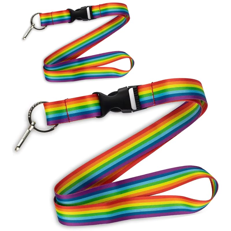 Holiday Hero 2 Pack! Express Yourself with Our Colorful Rainbow Lanyards, Rainbow with buckle - Pride 2024