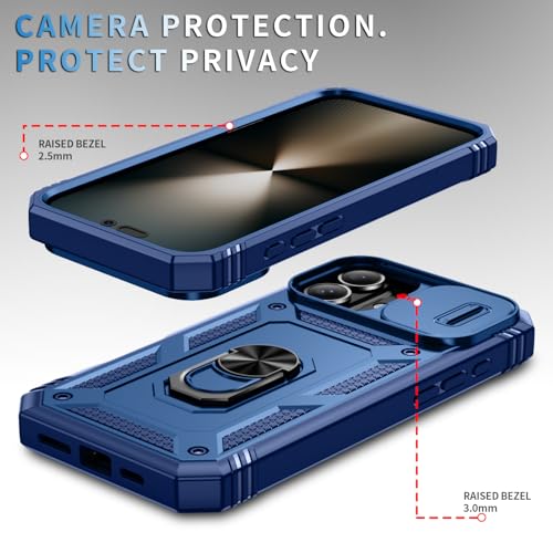 Coque téléphone 17 antichoc bleu avec cache objectif coulissant de 6,1 pouces