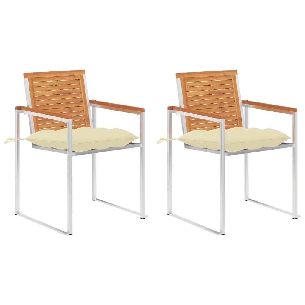 3061505 Sedie da Giardino 2 pz con Cuscini in Legno Acacia e Acciaio Testata in Legno,Testata Letto Matrimoniale Muebles Dormitorio Spalliera Letto Testiere per Letto Matrimoniale