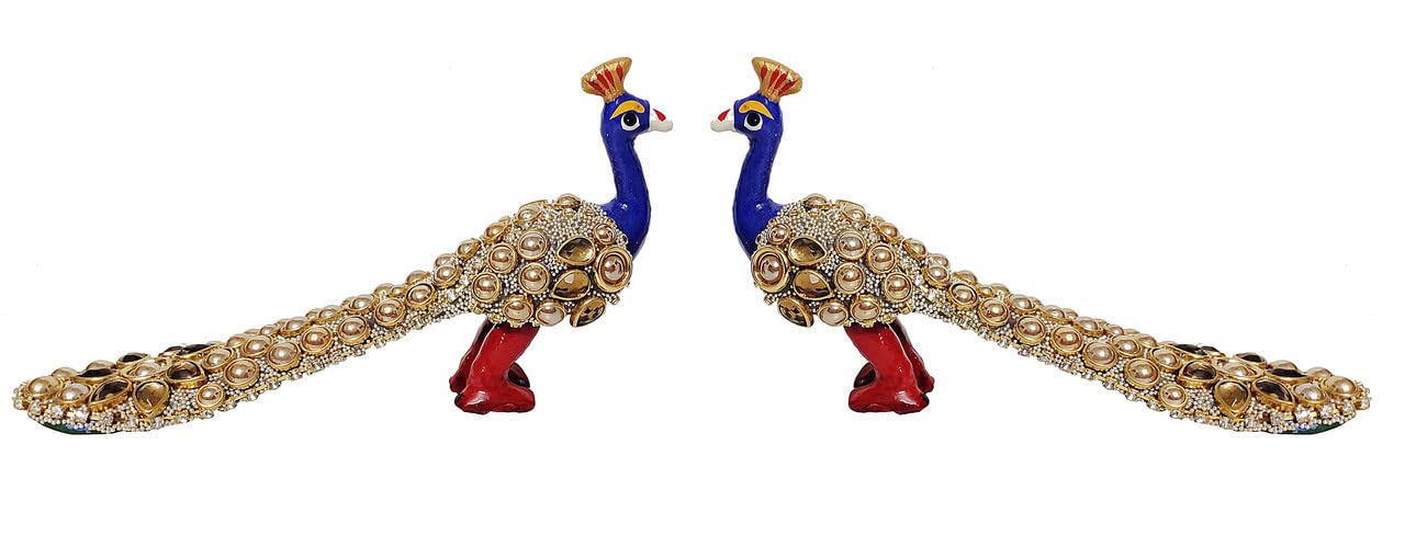 HG HARGROW MAKING LIFE EASIER Present Peacock Statue Metal Stone Work: Showpiece, Decorative, Figurine for Home Living Room/Office/Bedroom (Size 14 X 8 cms)