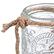 Relaxdays Windlicht, 12er Set, Glas mit Henkel, 7 x 6 cm, innen & außen, Hochzeit Teelichthalter, transparent/Natur