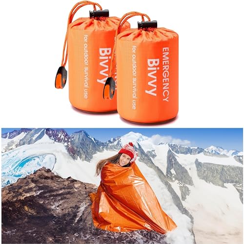 Emergency Sleeping Bags for Survival, with Whistle, Portable Camping Bivy Sacks Waterproof Blanket for Camping Hiking and Other Outdoor Activities,