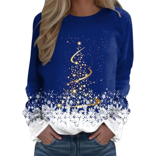 Sweat-shirt Merry Christmas pour femme à manches longues et coupe ample casual de Noël