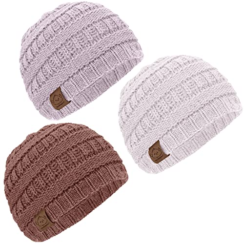 Image of KeaBabies 3-Pack Baby Beanies for Boys, Girls - Soft, Cute Baby Winter Hats 6-36 Months, Stretchy Knit, Warm Toddler Winter Hat, Newborn, Infant, Toddler Beanie for Babies Girl, Boy (Mauve, M)