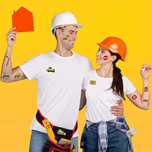 288 Pieces 48 Styles Construction Party Supplies Temporary Tattoos For Kids Construction Candles Tattoo Stickers Construction Hats Dump Truck Cone Fake Tattoos For Construction Party,18 Sheets #TOP5