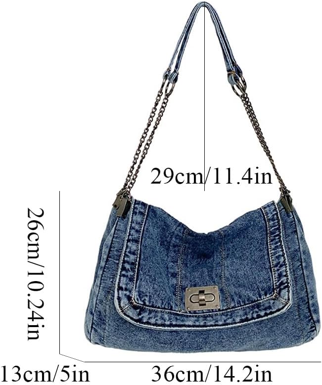 Denim Purses for Women Tote Bag, Lightweight Crossbody Purse with Multi Pockets, Large Slouchy Shoulder Bag - Image 6