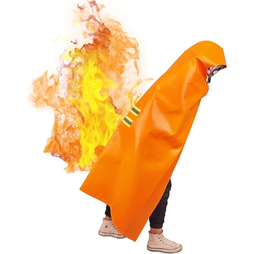 Capa Ignífuga con Capucha, Manta De Seguridad para Emergencias Contra Incendios para Adultos Y Niños Protección Corporal Completa Retardante De Llama De 1100 °C Reutilizable(1.5x1.6m)