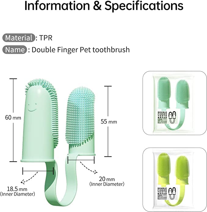 SHOPONIL Dog Toothbrush with 135-Surround Bristles Easy Teeth Cleaning and Double-Finger Toothbrush Dental Care Ideal for Puppies, Cats, and Small Pets (Multicolor) 3