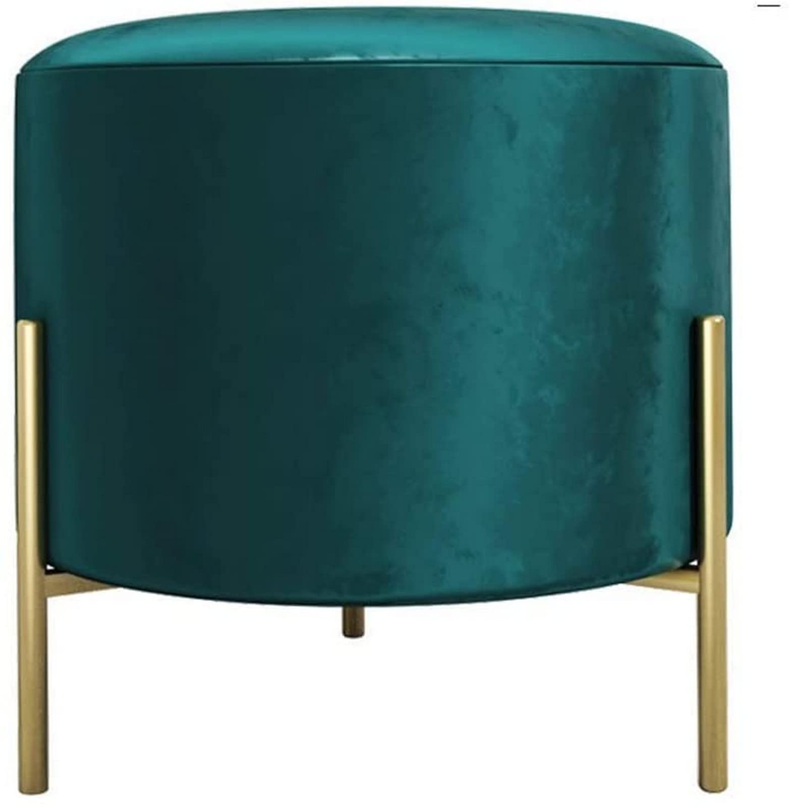 Ottoman rond vert foncé avec pieds en métal pour salon