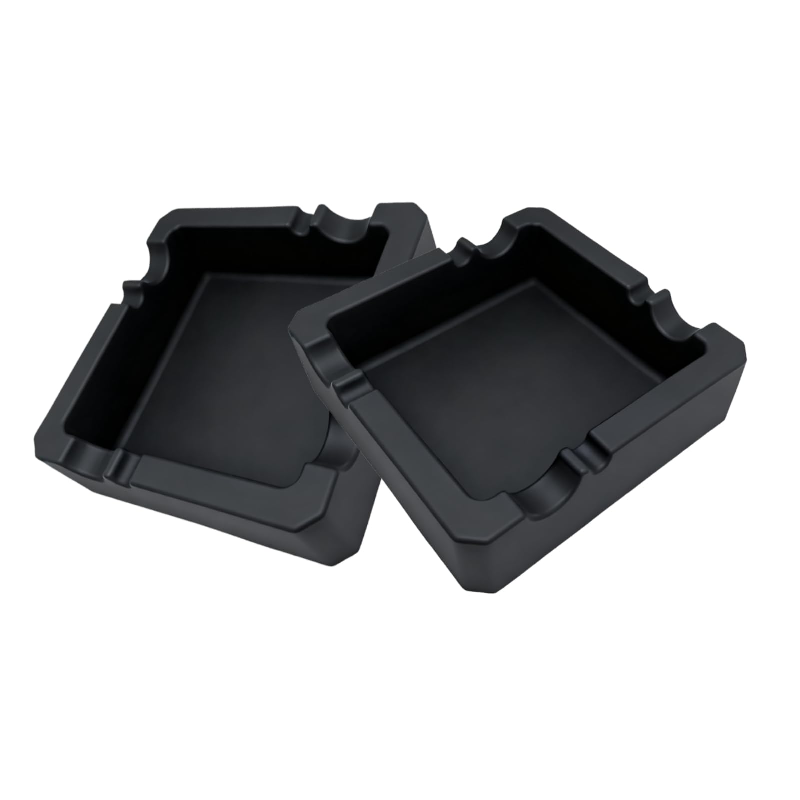 SOQKEEN Cigar Ashtrays, 2 Pack Nonstick Won't Break Cool Large Silicone Ashtray for Patio/Outside/Indoor/Home Cigar Decor with 8 Holder Black Ash Tray