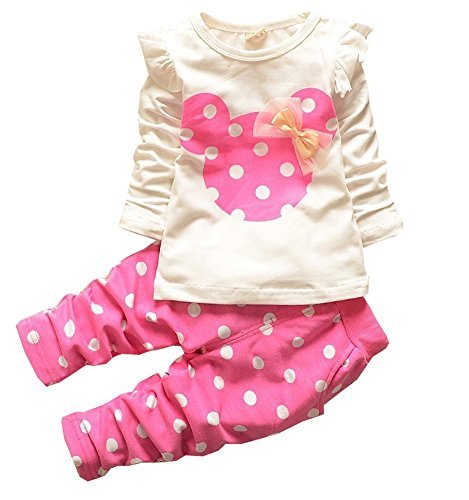 Image of WHBFRG Baby Girl Clothes, 3 Pieces Long Sleeved Cute Toddler Infant Outfits Kids Tops and Pants Set