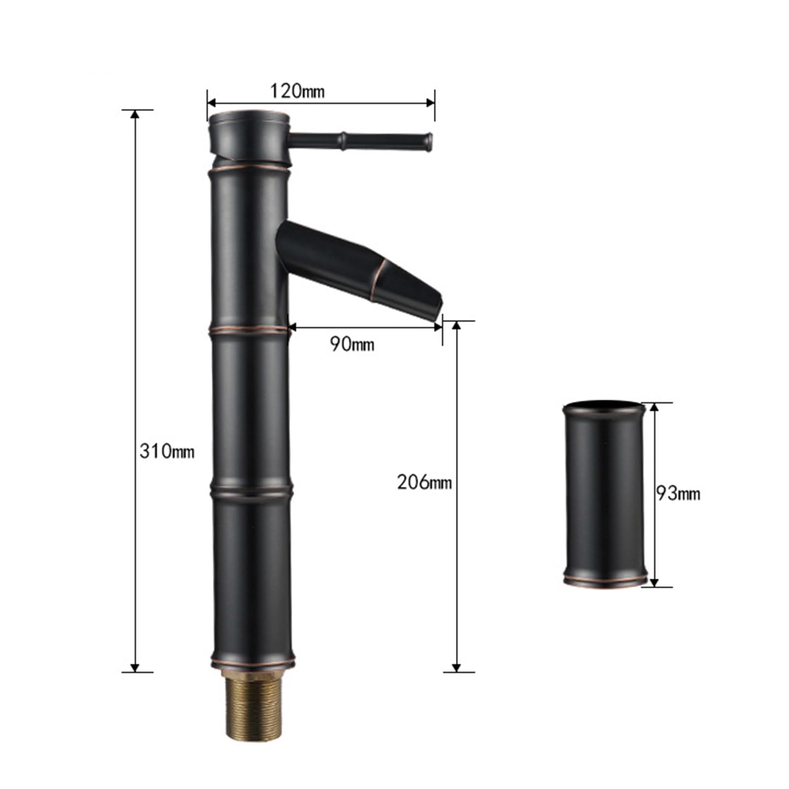 Robinet Salle Bain Haut Vintage Robinet Lavabo Cascade Monotrou Mitigeur Haut Pour Vasque Levier Unique,noir Rétro