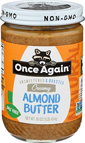 Once Again Natural Creamy Roasted Almond Butter, Unsweetened and Salt-Free 16 Ounce