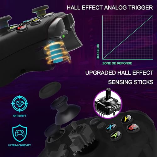 Image of UGAME Wired Controller for Xbox Series X|S, Black Gamepad works with Xbox One /PS4 /Switch /PC with RGB Lighting, Turbo, Back Paddles