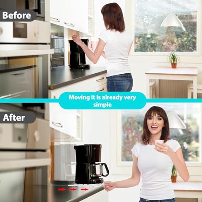 Appliance Sliders for Kitchen Appliances, Sliding Tray for Coffee Maker, Coffee Pot Slider Tray with Rubber Rolling Wheels for Heavy Kitchen Appliances like Blender (colorless, 10D x 12W)