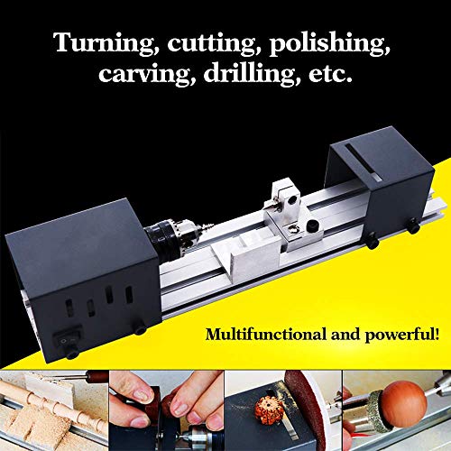 ETE ETMATE 200W Mini Lathe Beads, DIY Working Wood Lathe Milling Machine DIY Grinding Polishing Beads Drill Rotary Tool Set Lathe Set