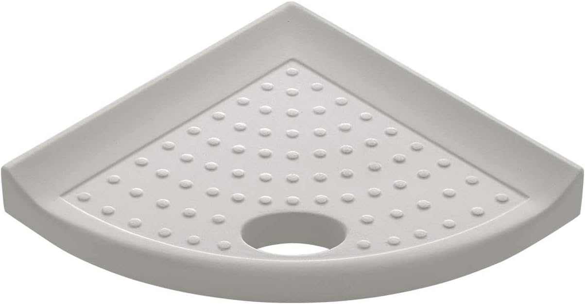 Questech Décor 5 Inch Shower Footrest, Wall Mounted Corner Shower Shaving Shelf, Retrofit Shower Caddy For Tiled Shower Walls, Bathroom Corner Shelf, 5 Inch Metro Flatback, Gray Polished