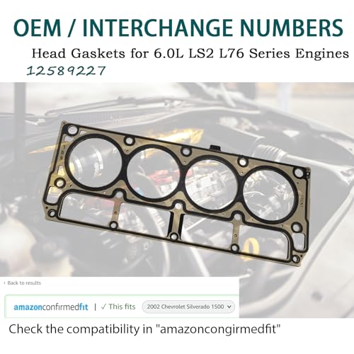 Image of 12589227 3-Layer Head Gaskets with Head Bolt for GM 6.0 V8 Chevy Express Silverado Suburban, GMC Savana Sierra Yukon XL 1500 2500 3500 Tahoe SSR, Cadillac Escalade ESV EXT, LQ4 LQ9 LS2 LZ1 LFA