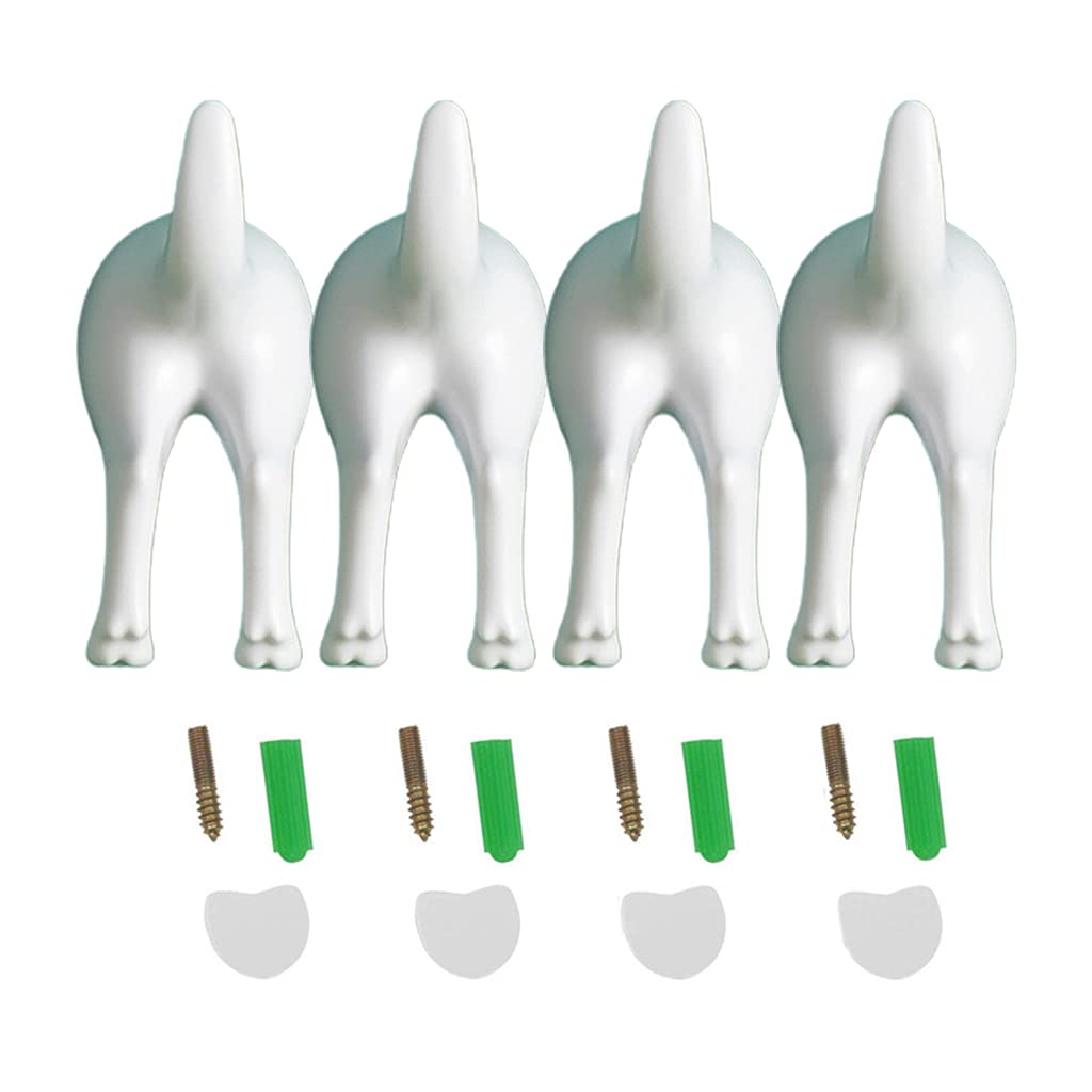 Hattba 4Pcs Nordic Dog Tail Hooks Wall Mounted Coat Hat for Key Hanger Decorati