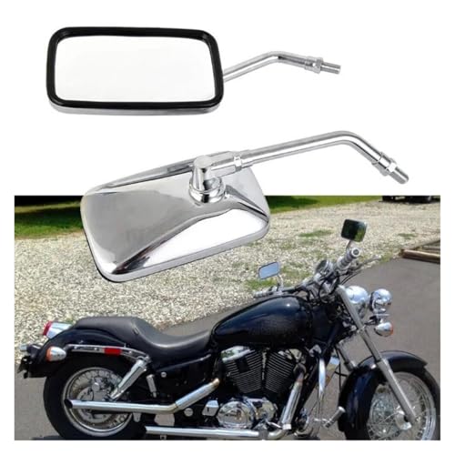 Rétroviseurs de moto universels rectangulaires argentés 10mm pour custom routière et scooter - 5