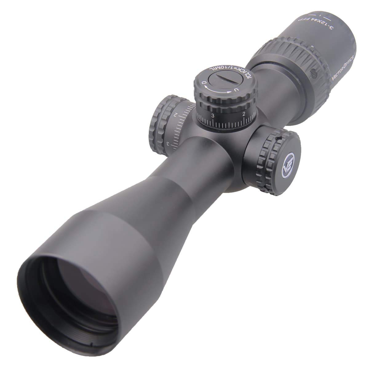 Veyron 3-12x44 FFP First Focal Plane Compact 30mm Tube Side Focus Rifle Scope Non-Illuminated MPR-4 MRAD reticle with Free Weaver/Picatiny Mounts Honeycomb Sunshade Flip Up Lens Caps