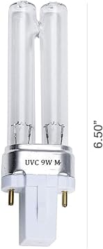 Universal UV Bulb 9W Replacement Lamp Spare Bulb Aquarium Pond HVAC G23 2Pin Base for SunSun Jebao Jup-01 CF400 CF500 D200