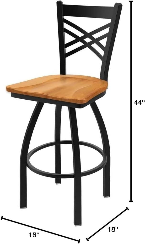 HBS 820 Catalina 30" Swivel Bar Stool with Black Wrinkle Finish and Medium Maple Seat