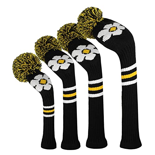 Housse de golf tricot pour bois driver hybride Scott Edward protège sac avec pompon design