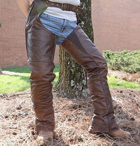 The Nekid Cow Premium Mens Brown Bomber Jacket Styled Leather Motorcycle Riding Biker Chaps with Zip-Out Insulated Lining and Full Pockets (Small) - Thumbnail 3