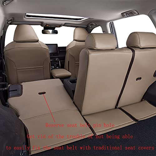 Image of EKR Rav4 Seat Covers Custom Fit for Toyota Rav4(Gasoline) 2019 2020 2021 2022 2023 2024 2025 LE /XLE /XLE Premium /Limited,Leather Car Seat Cover Full Set for SUV,Faux Leather(Sand Beige)