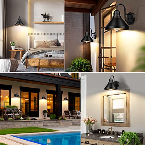 Brightever Gooseneck Outdoor Light Fixtures, 2-Pack Farmhouse Barn Lights For Porch, Industrial Black Exterior Wall Sconce For Garage, Patio, E26 Base Anti-Rust, Bulb Not Included #TOP6