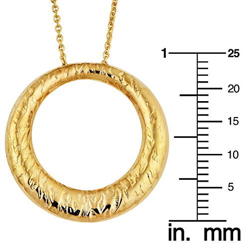 Kooljewelry 14k Yellow Gold Textured Circle of Life Pendant Necklace (17 inch)3