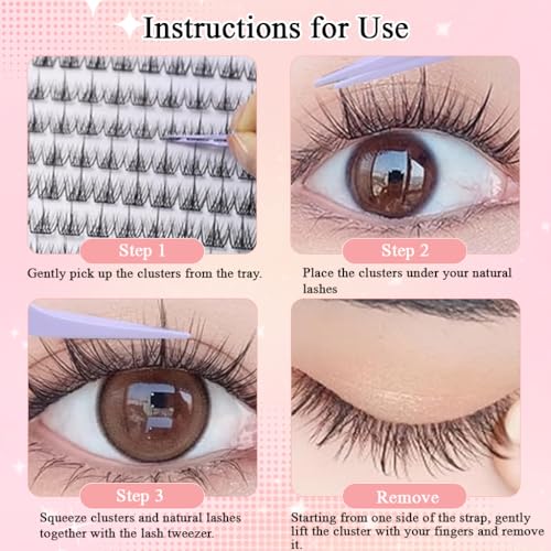 Image of MAYCREATE 180pcs Self Adhesive Eyelashes Fake Eye Lashes for Women, Natural Lash Clusters Eyelash Extensions Invisible Band Individual Lashes C-Curly DIY Lash Extension Kit