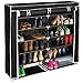 TecTake Armoire étagères à Chaussures Double Placard Armoire Pliable avec 6 Niveaux avec Zip | pour 24 Paires de Chaussures | 115 x 110 x 28 cm | -diverses Couleurs au Choix- (Noir | no. 402532)
