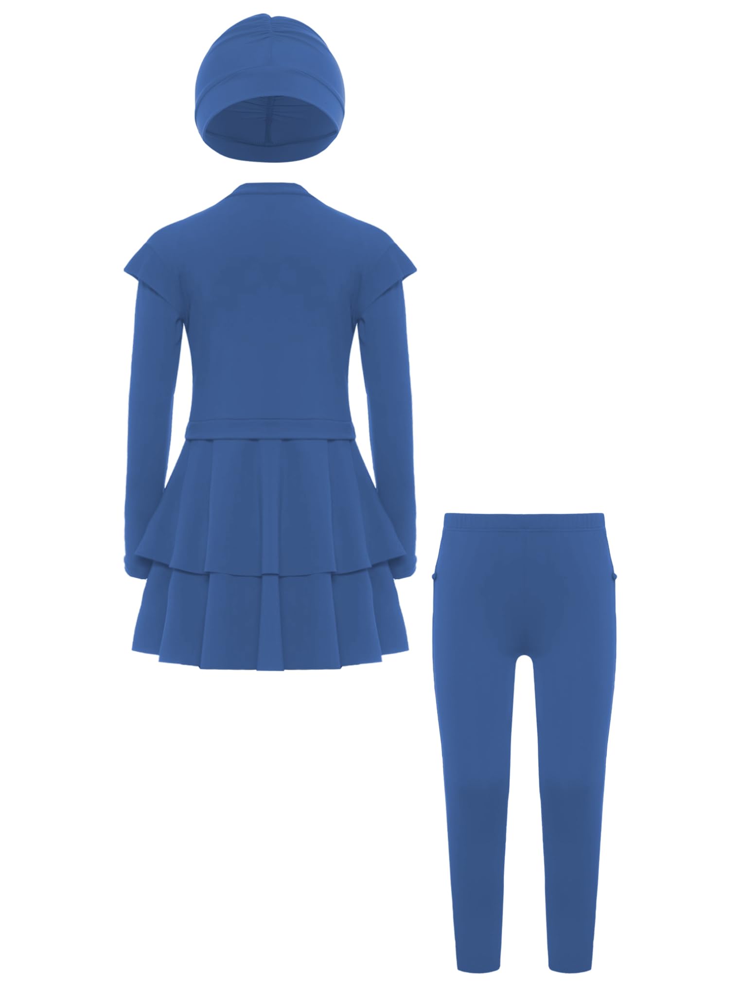 Choomomo Girls Rash Guard Set 3-Pieces Swimwear UPF 50+ Swimsuit for Surfing Bathing Suit Blue 7-8 Years