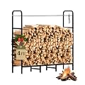 AUGOHCMIL Firewood Rack 4FT Heavy Duty Metal, Outdoor Indoor Log Holder Stand for Fireplace Wood Storage, Wood Pile Stacker Organizer for Patio, Black
