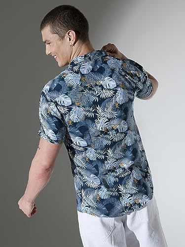 Image of Hubberholme Men's Rayon Relaxed Fit Printed Half Sleeve Resort Shirt