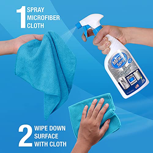 Miraclespray For Stainless Steel, Cleaning Spray, Removes Fingerprints And Smudges From Oven, Refrigerator, Microwave, Sink, Hood, And Grill, 16 Ounce #TOP2