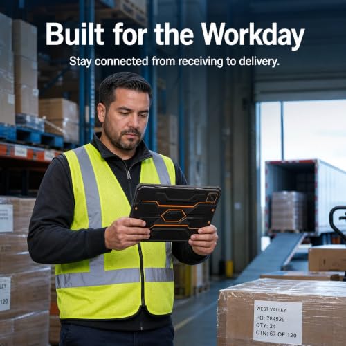 Image of Android 13 Rugged Tablet 10.1 inch 1200x1920 FHD IP68 Waterproof, 8+128GB, Unisoc T616 Octa-Core, 10000mAh Battery, Dual SIM 4G LTE, NFC, GPS,2D Barcode Scanner for Warehouse Construction Outdoor
